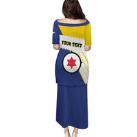 Personalised British Leeward Islands Puletasi Tropical Flower Grunge Style