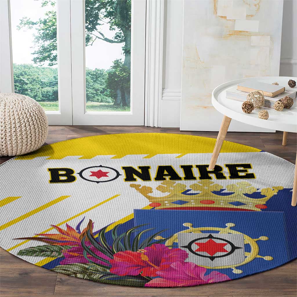 British Leeward Islands Round Carpet Tropical Flower Grunge Style