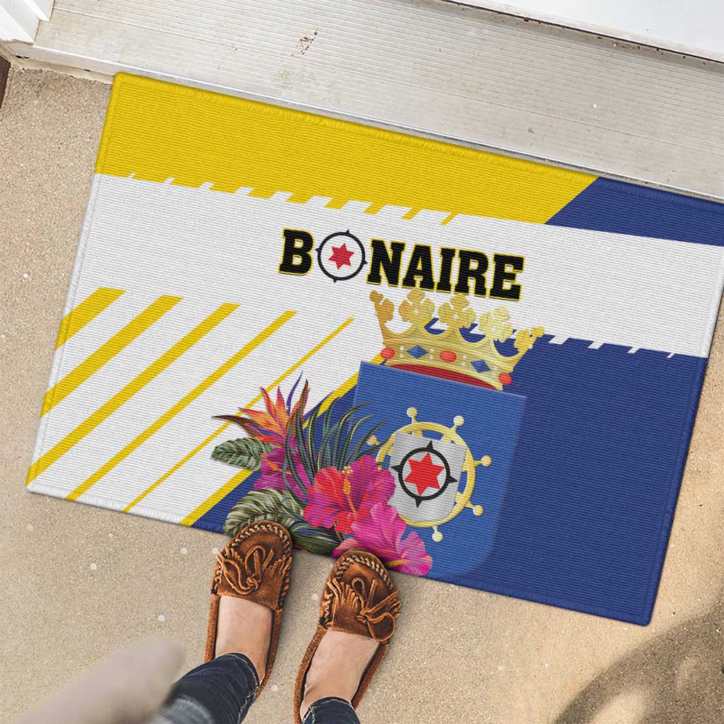 British Leeward Islands Rubber Doormat Tropical Flower Grunge Style