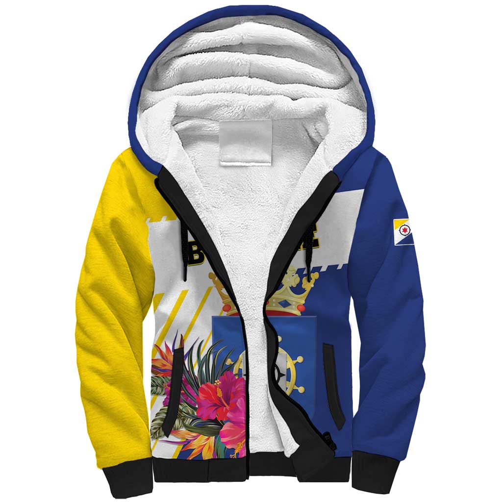 Personalised British Leeward Islands Sherpa Hoodie Tropical Flower Grunge Style