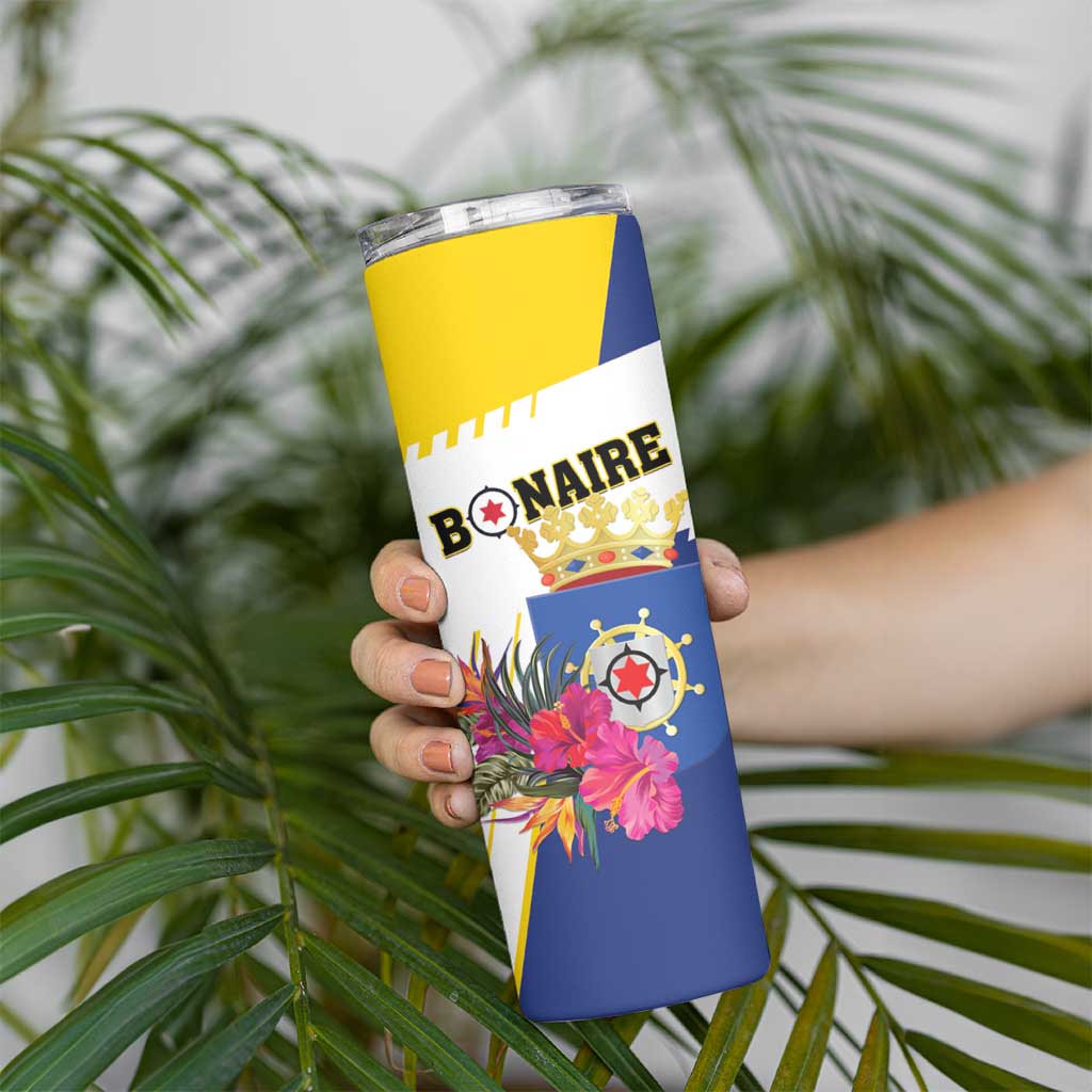 Personalised British Leeward Islands Skinny Tumbler Tropical Flower Grunge Style