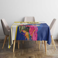 British Leeward Islands Tablecloth Tropical Flower Grunge Style