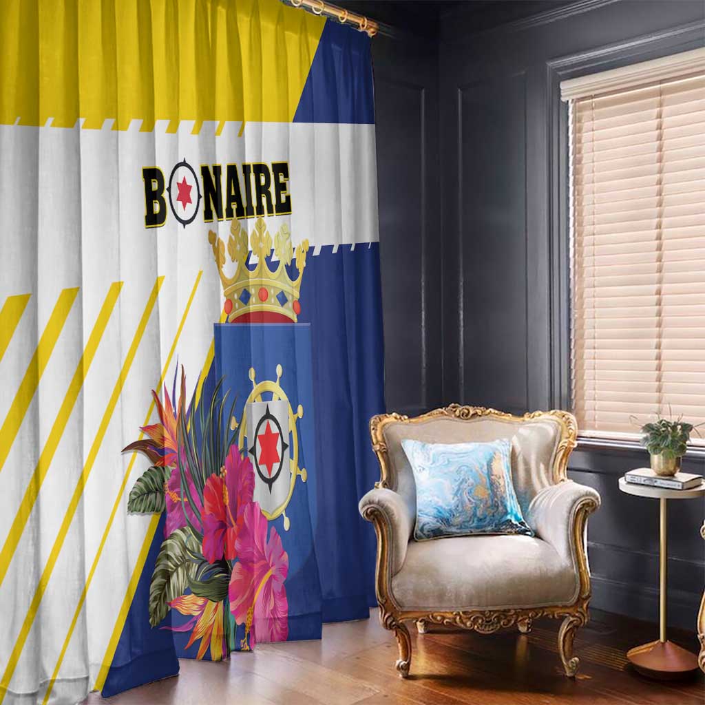 British Leeward Islands Window Curtain Tropical Flower Grunge Style