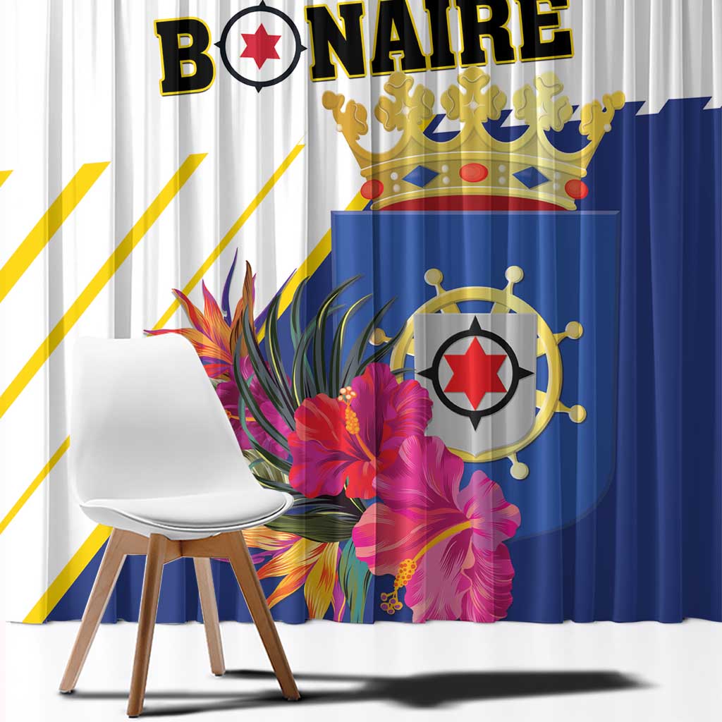 British Leeward Islands Window Curtain Tropical Flower Grunge Style