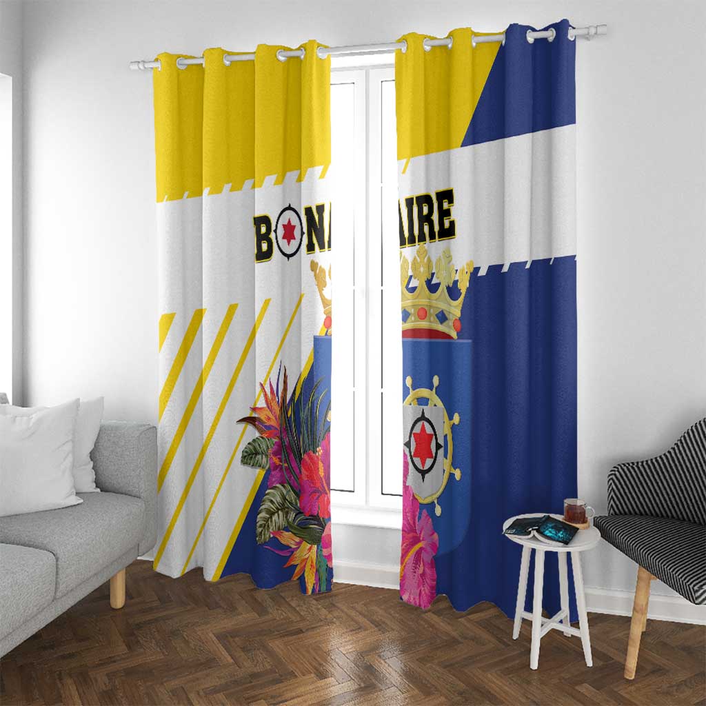 British Leeward Islands Window Curtain Tropical Flower Grunge Style