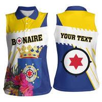 Personalised British Leeward Islands Women Sleeveless Polo Shirt Tropical Flower Grunge Style