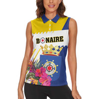 Personalised British Leeward Islands Women Sleeveless Polo Shirt Tropical Flower Grunge Style
