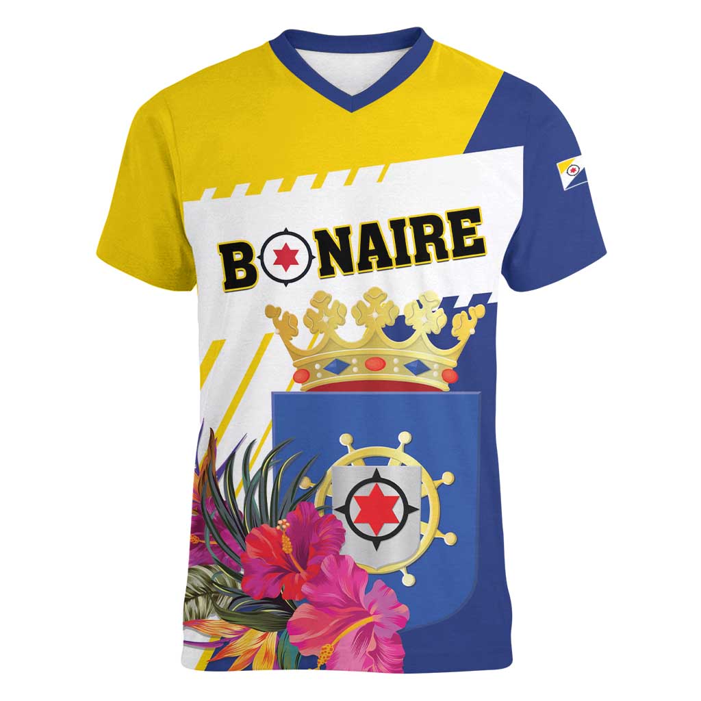 Personalised British Leeward Islands Women V-Neck T-Shirt Tropical Flower Grunge Style