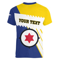 Personalised British Leeward Islands Women V-Neck T-Shirt Tropical Flower Grunge Style