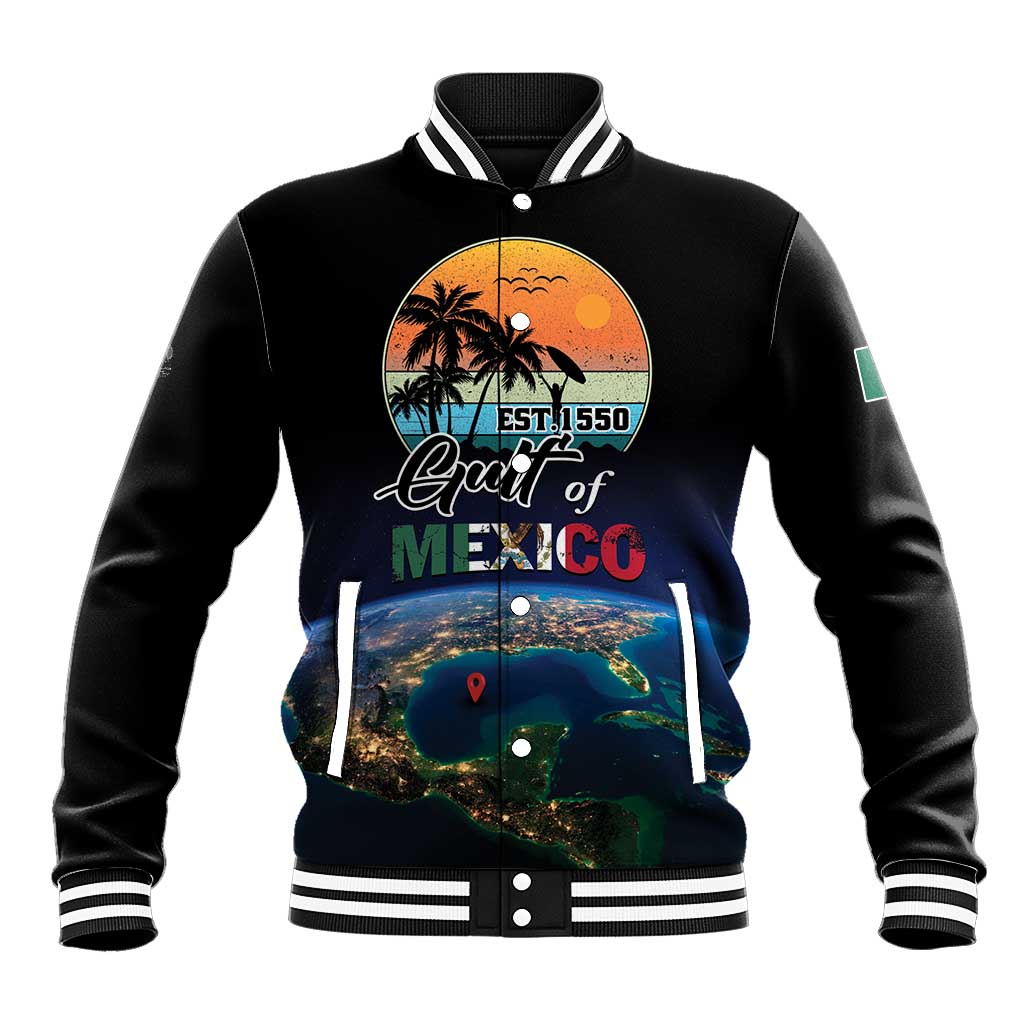 Personalized Gulf Of Mexico Est 1550 Baseball Jacket Gulf Of Mexico From Space