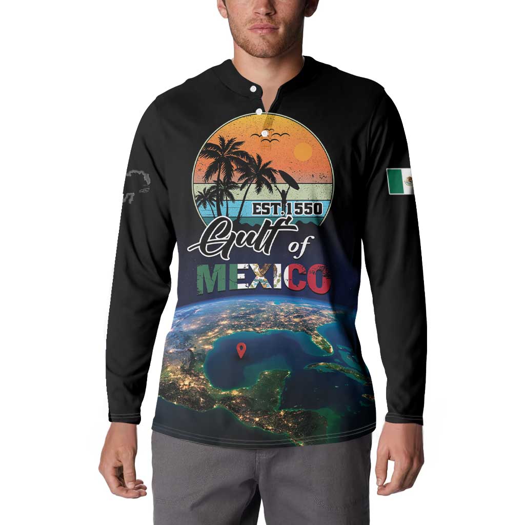 Personalized Gulf Of Mexico Est 1550 Button Sweatshirt Gulf Of Mexico From Space