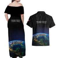 Personalized Gulf Of Mexico Est 1550 Couples Matching Off Shoulder Maxi Dress and Hawaiian Shirt Gulf Of Mexico From Space