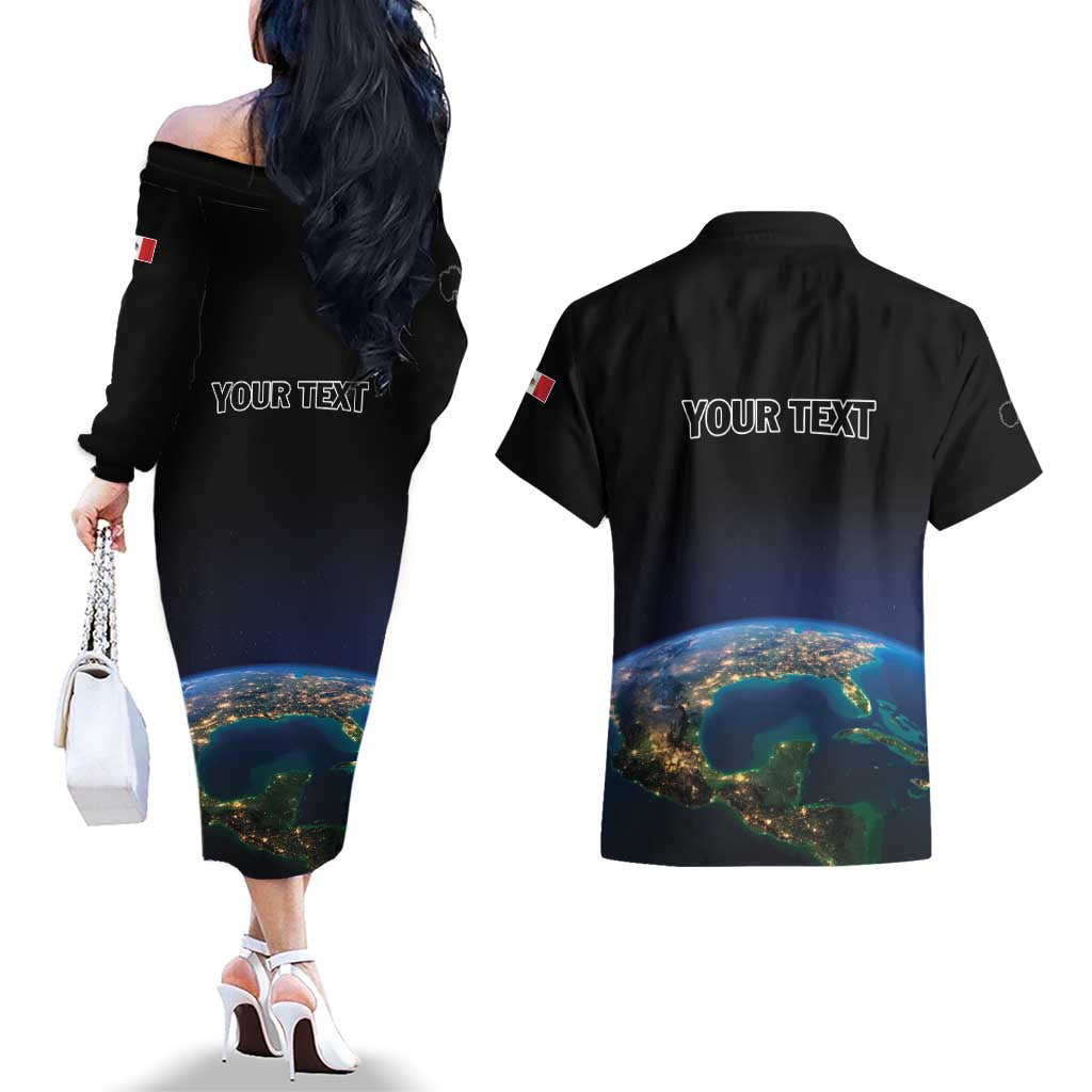 Personalized Gulf Of Mexico Est 1550 Couples Matching Off The Shoulder Long Sleeve Dress and Hawaiian Shirt Gulf Of Mexico From Space