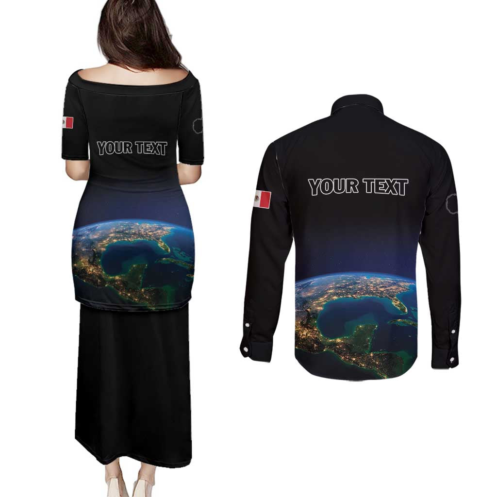 Personalized Gulf Of Mexico Est 1550 Couples Matching Puletasi and Long Sleeve Button Shirt Gulf Of Mexico From Space