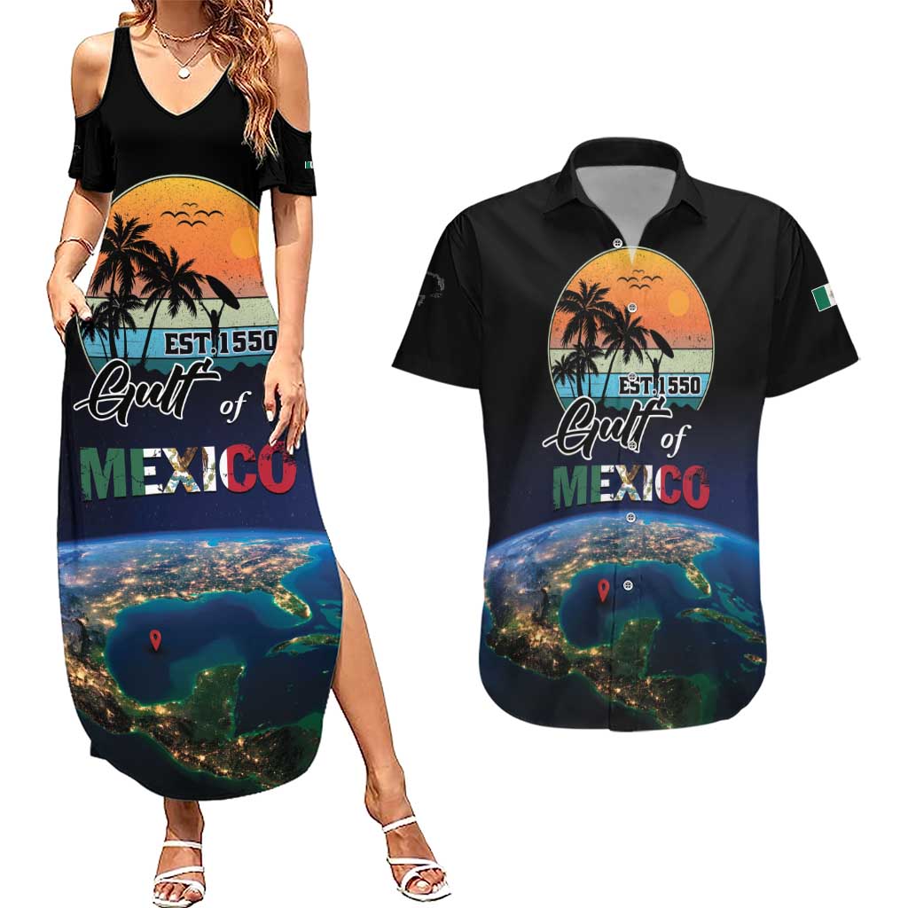 Personalized Gulf Of Mexico Est 1550 Couples Matching Summer Maxi Dress and Hawaiian Shirt Gulf Of Mexico From Space