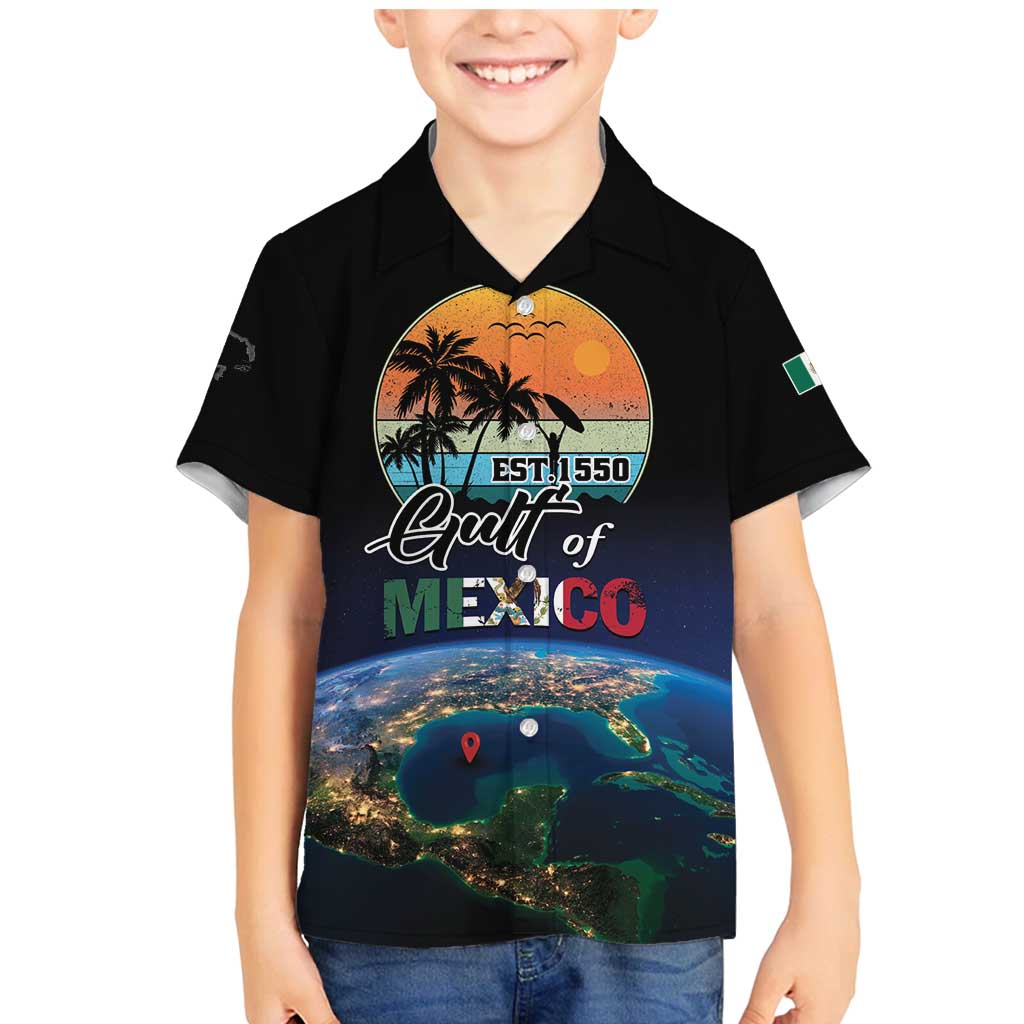 Personalized Gulf Of Mexico Est 1550 Family Matching Mermaid Dress and Hawaiian Shirt Gulf Of Mexico From Space