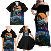 Personalized Gulf Of Mexico Est 1550 Family Matching Off Shoulder Maxi Dress and Hawaiian Shirt Gulf Of Mexico From Space