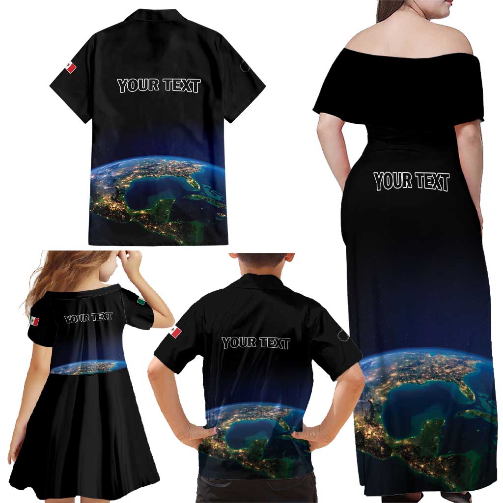 Personalized Gulf Of Mexico Est 1550 Family Matching Off Shoulder Maxi Dress and Hawaiian Shirt Gulf Of Mexico From Space