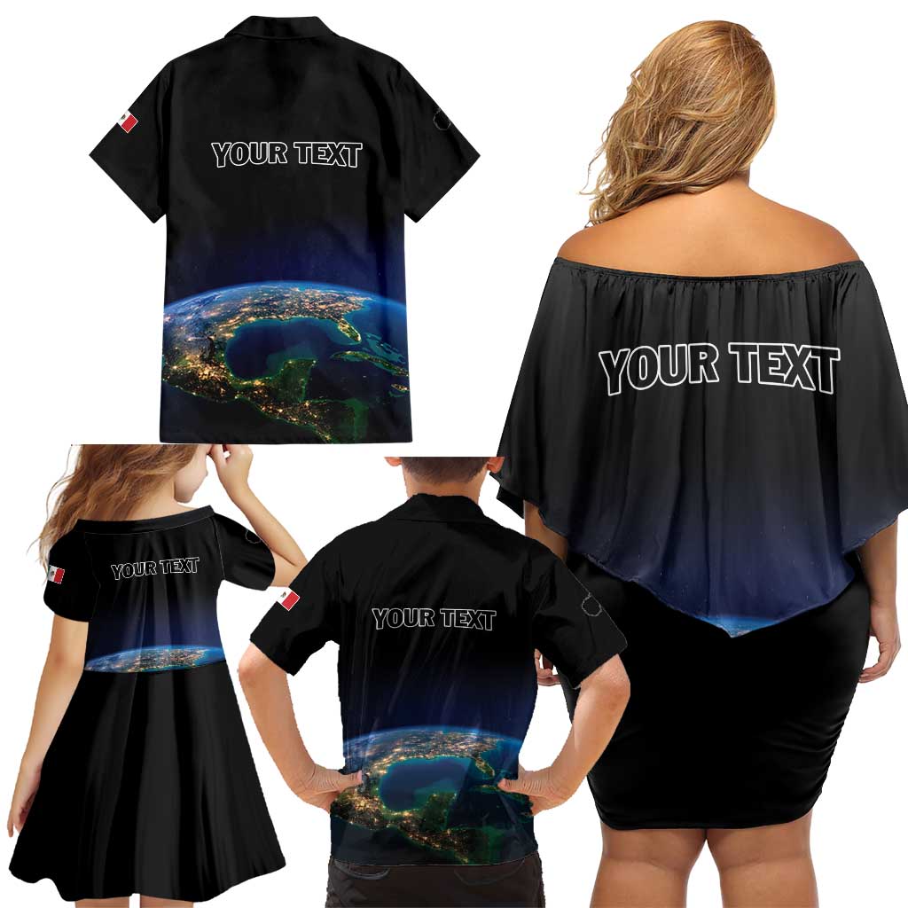 Personalized Gulf Of Mexico Est 1550 Family Matching Off Shoulder Short Dress and Hawaiian Shirt Gulf Of Mexico From Space