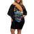 Personalized Gulf Of Mexico Est 1550 Family Matching Off Shoulder Short Dress and Hawaiian Shirt Gulf Of Mexico From Space