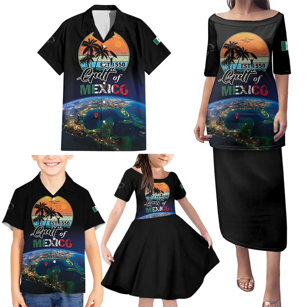 Personalized Gulf Of Mexico Est 1550 Family Matching Puletasi and Hawaiian Shirt Gulf Of Mexico From Space