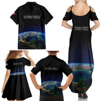 Personalized Gulf Of Mexico Est 1550 Family Matching Summer Maxi Dress and Hawaiian Shirt Gulf Of Mexico From Space