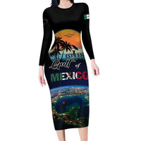 Personalized Gulf Of Mexico Est 1550 Long Sleeve Bodycon Dress Gulf Of Mexico From Space