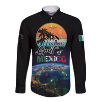 Personalized Gulf Of Mexico Est 1550 Long Sleeve Button Shirt Gulf Of Mexico From Space