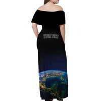 Personalized Gulf Of Mexico Est 1550 Off Shoulder Maxi Dress Gulf Of Mexico From Space