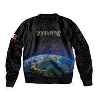 Personalized Gulf Of Mexico Est 1550 Sleeve Zip Bomber Jacket Gulf Of Mexico From Space