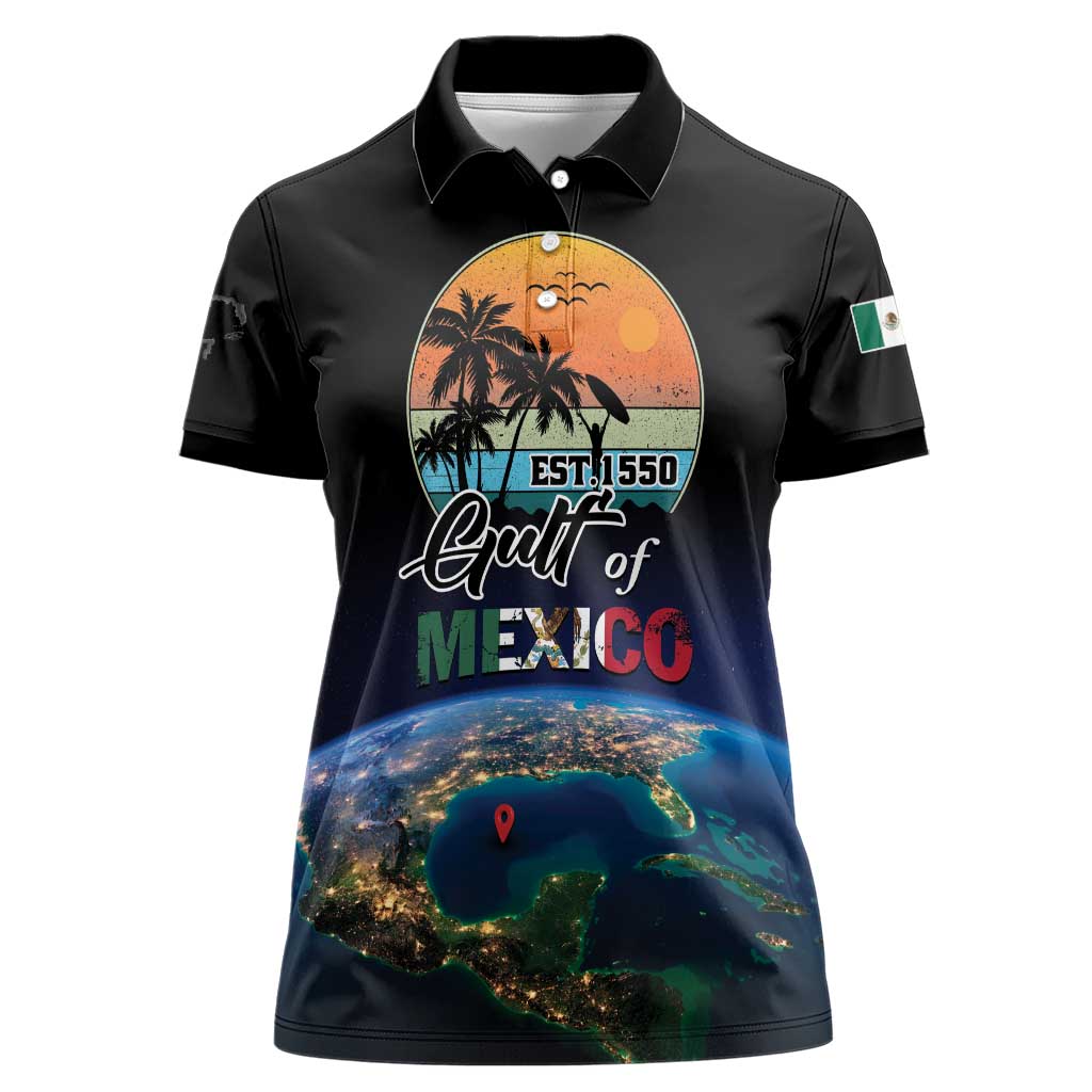 Personalized Gulf Of Mexico Est 1550 Women Polo Shirt Gulf Of Mexico From Space