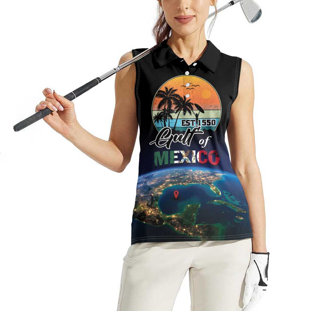 Personalized Gulf Of Mexico Est 1550 Women Sleeveless Polo Shirt Gulf Of Mexico From Space