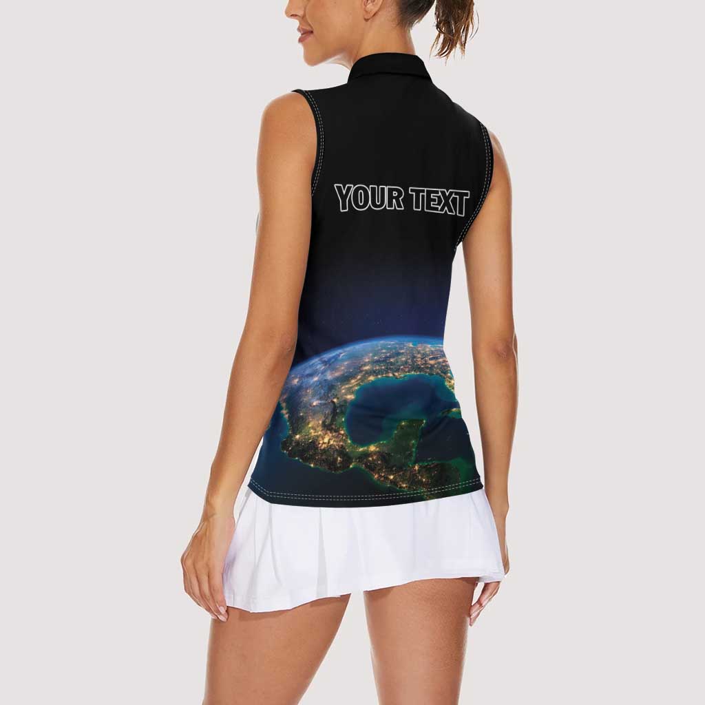 Personalized Gulf Of Mexico Est 1550 Women Sleeveless Polo Shirt Gulf Of Mexico From Space