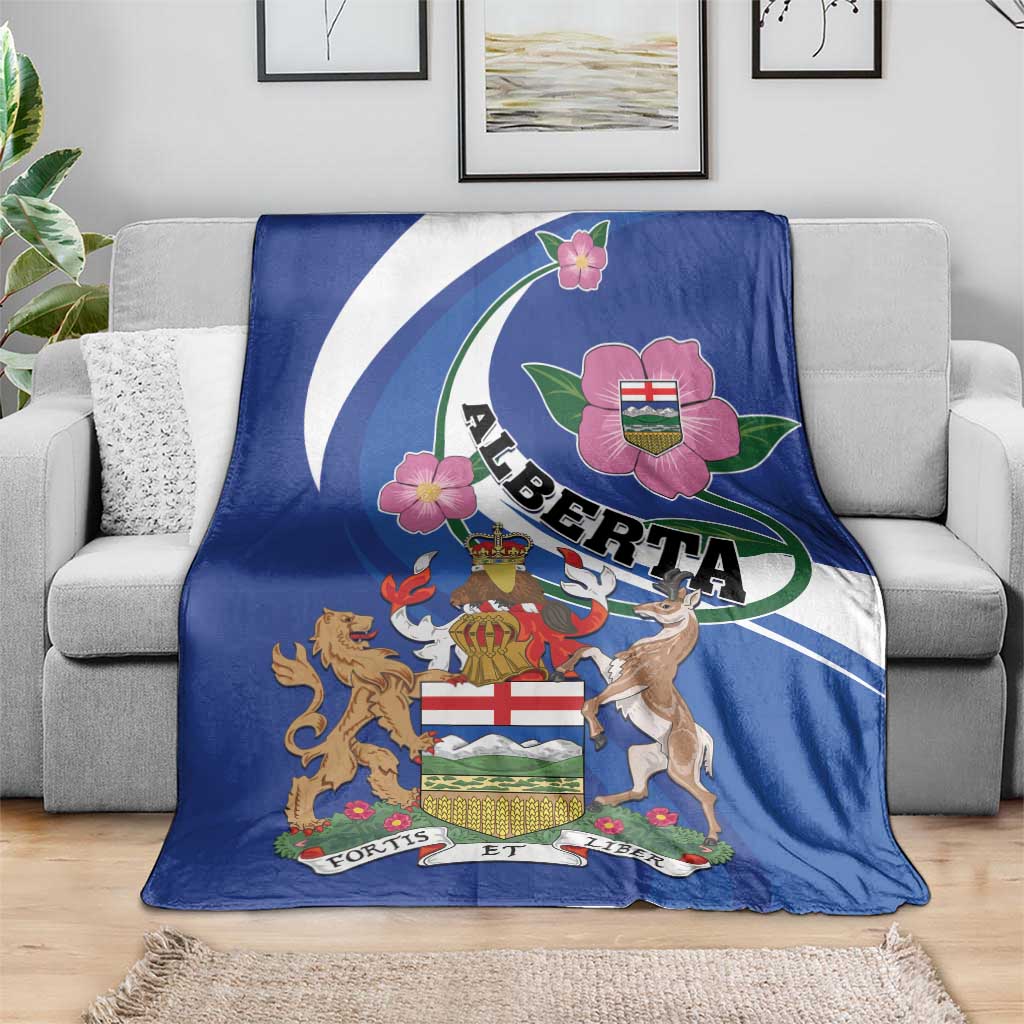Canada Alberta Province Blanket Wild Rose Fortis et liber