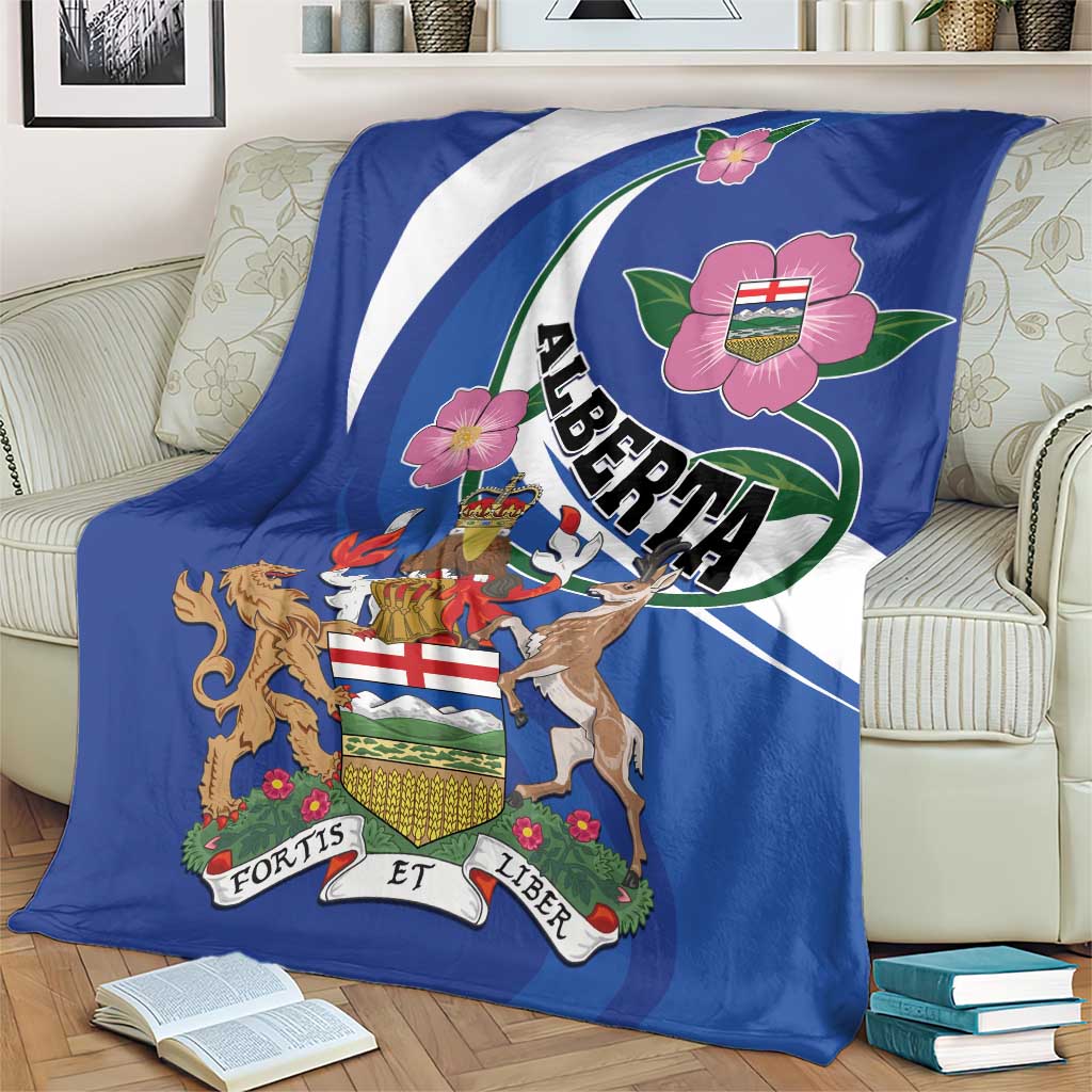 Canada Alberta Province Blanket Wild Rose Fortis et liber