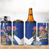 Personalized Canada Alberta Province 4 in 1 Can Cooler Tumbler Wild Rose Fortis et liber