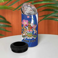 Personalized Canada Alberta Province 4 in 1 Can Cooler Tumbler Wild Rose Fortis et liber