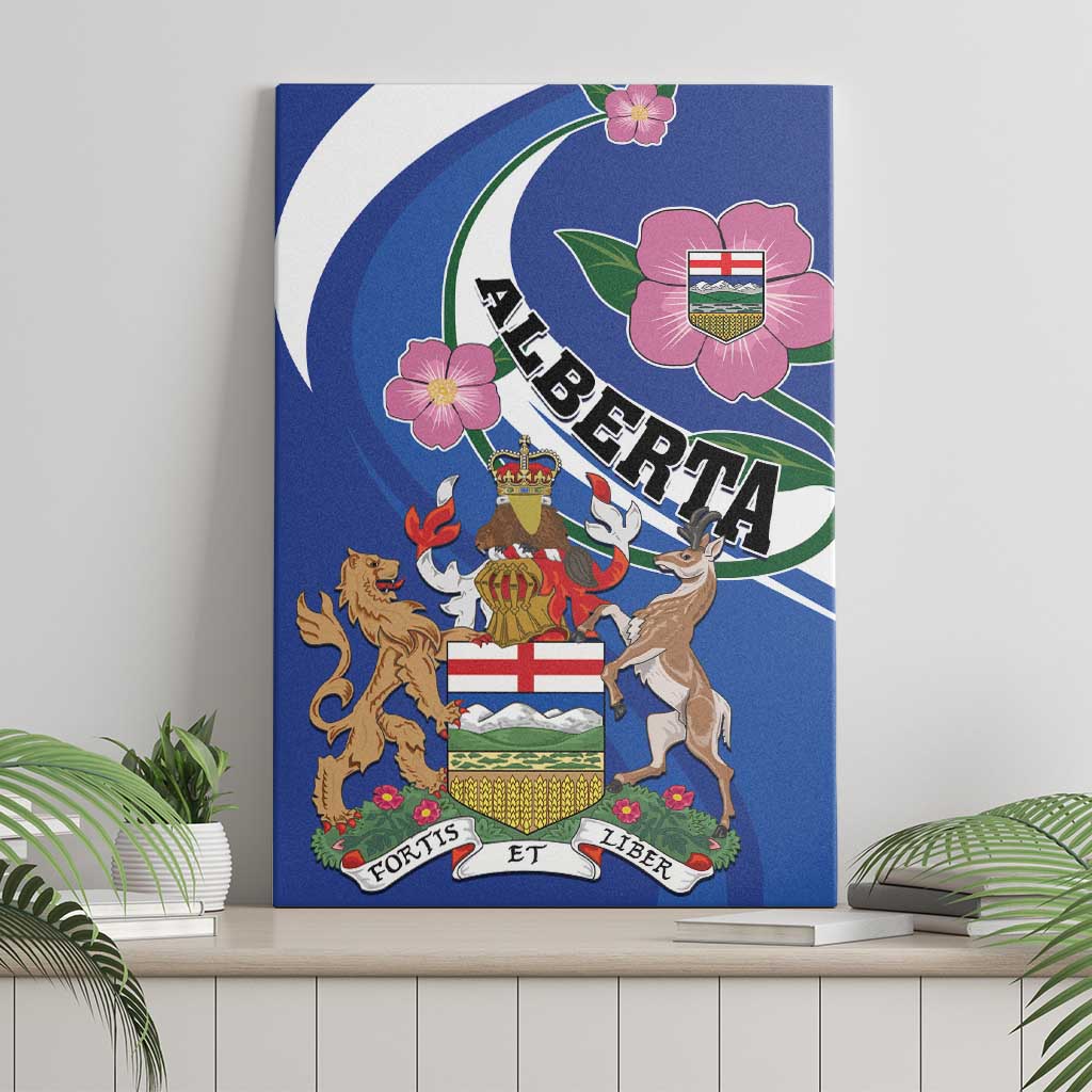 Canada Alberta Province Canvas Wall Art Wild Rose Fortis et liber