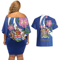 Personalized Canada Alberta Province Couples Matching Off Shoulder Short Dress and Hawaiian Shirt Wild Rose Fortis et liber