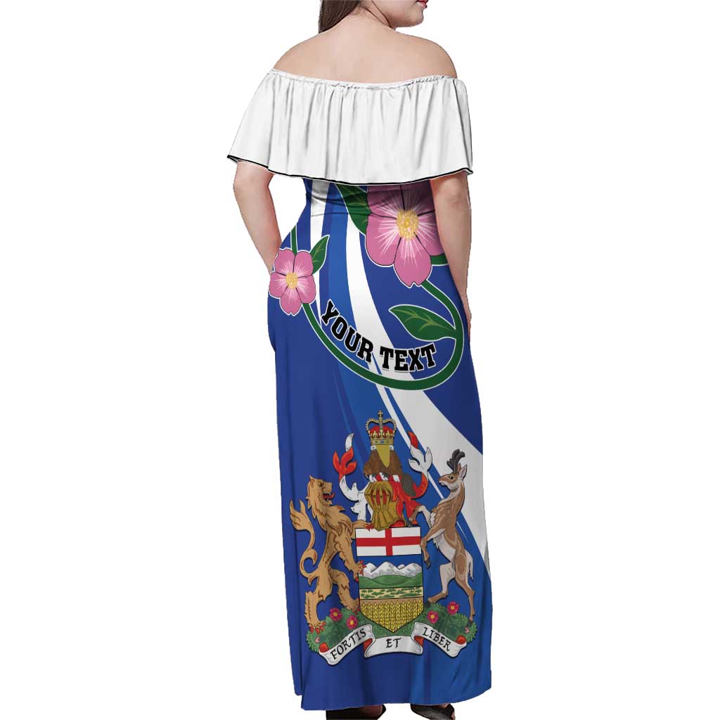 Personalized Canada Alberta Province Family Matching Off Shoulder Maxi Dress and Hawaiian Shirt Wild Rose Fortis et liber