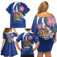 Personalized Canada Alberta Province Family Matching Off Shoulder Short Dress and Hawaiian Shirt Wild Rose Fortis et liber