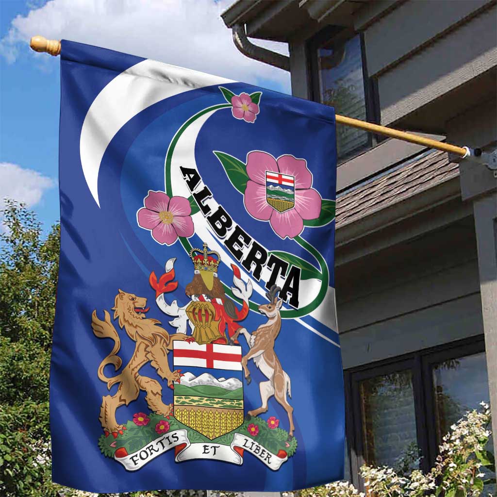 Canada Alberta Province Garden Flag Wild Rose Fortis et liber