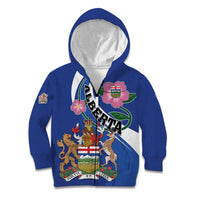 Personalized Canada Alberta Province Kid Hoodie Wild Rose Fortis et liber