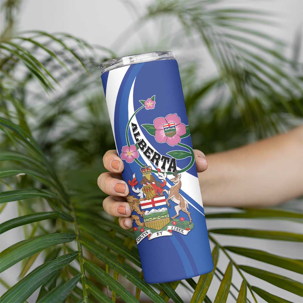 Personalized Canada Alberta Province Skinny Tumbler Wild Rose Fortis et liber
