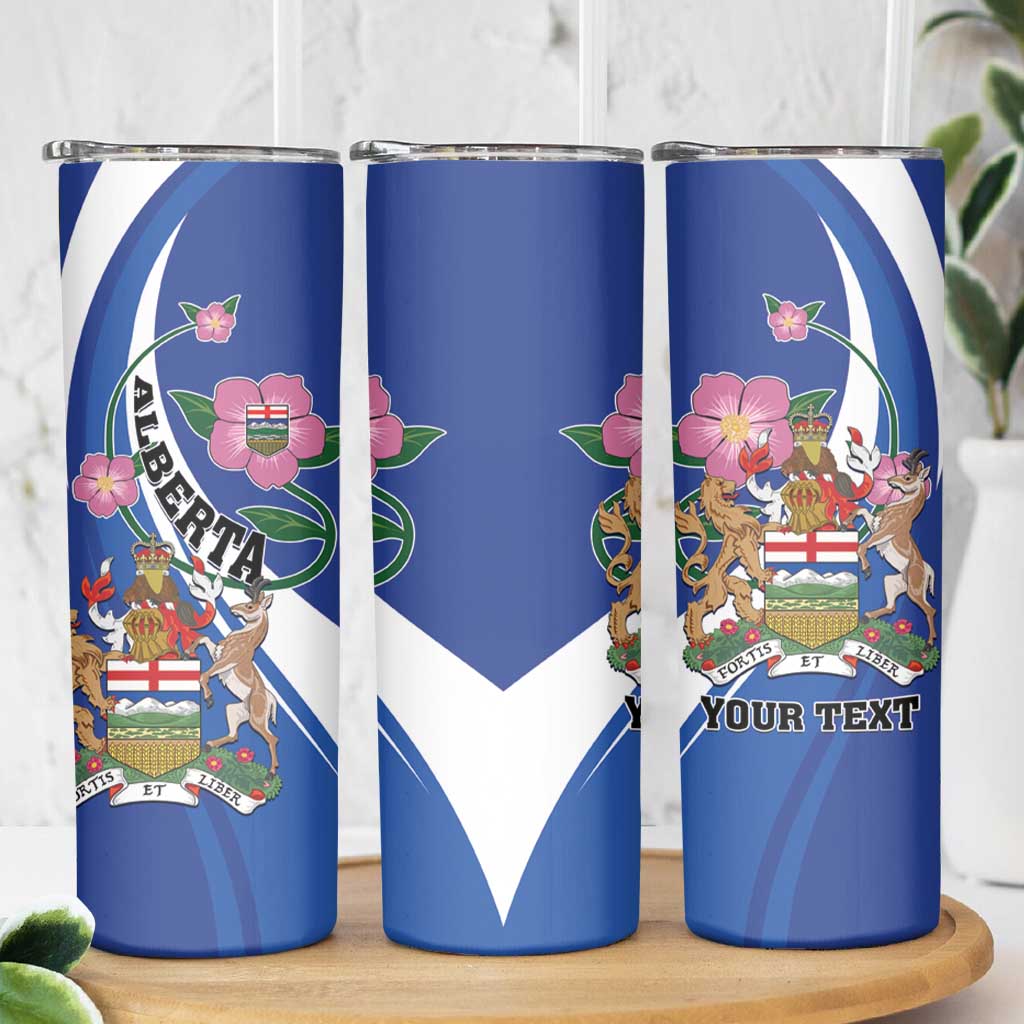 Personalized Canada Alberta Province Skinny Tumbler Wild Rose Fortis et liber