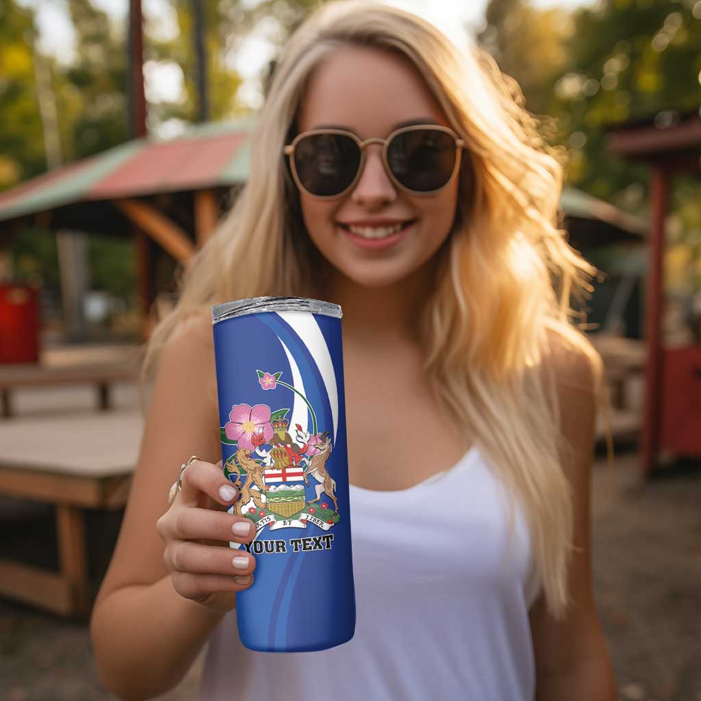 Personalized Canada Alberta Province Skinny Tumbler Wild Rose Fortis et liber