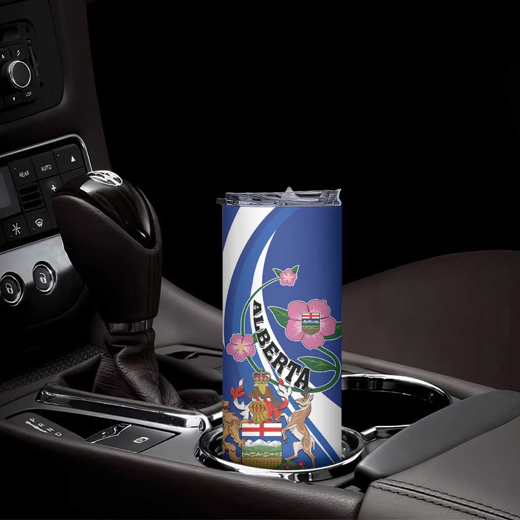 Personalized Canada Alberta Province Skinny Tumbler Wild Rose Fortis et liber