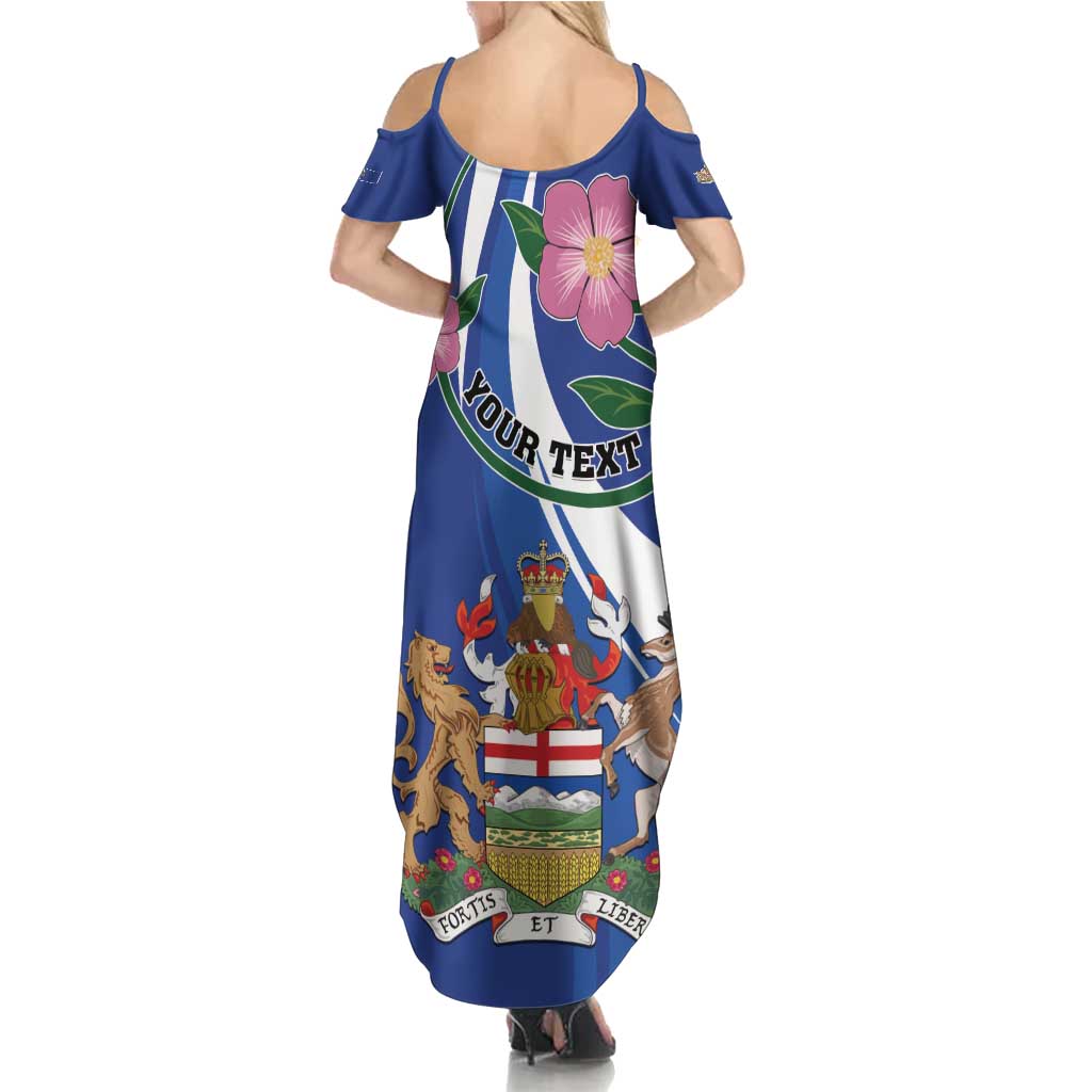 Personalized Canada Alberta Province Summer Maxi Dress Wild Rose Fortis et liber