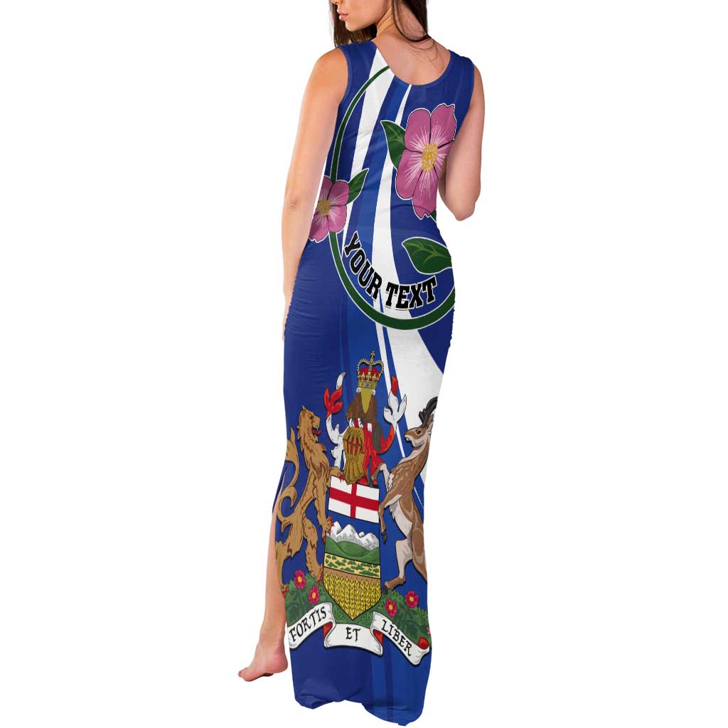 Personalized Canada Alberta Province Tank Maxi Dress Wild Rose Fortis et liber