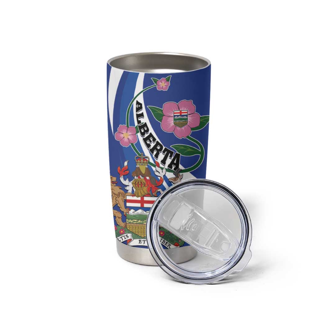 Personalized Canada Alberta Province Tumbler Cup Wild Rose Fortis et liber